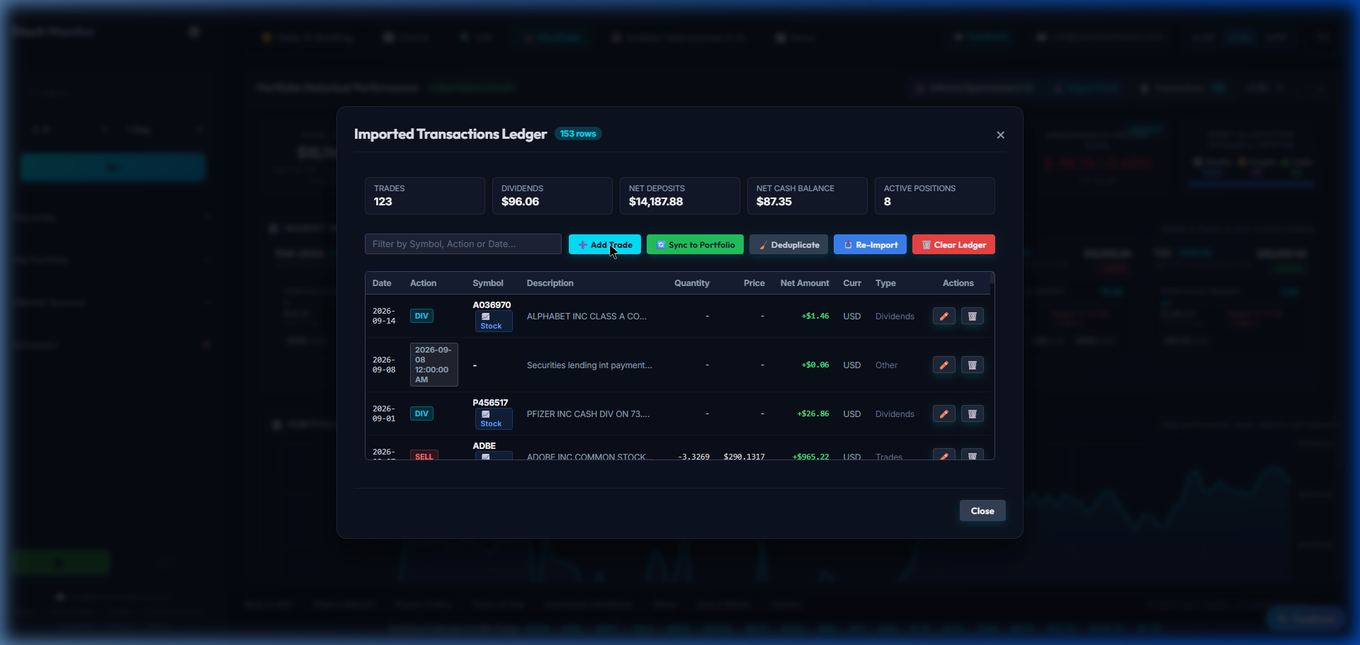 Step 1: Open Transactions Ledger